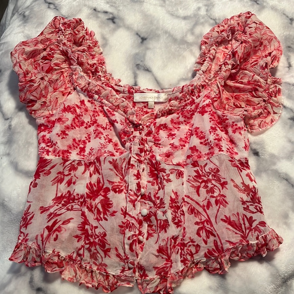 Love Shack Fancy Pink floral Top